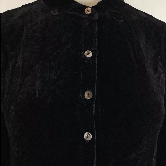 Cut Loose Sz S Velvet Button Long Sleeve Top Black Collared Whimsigoth Look - Picture 3 of 6